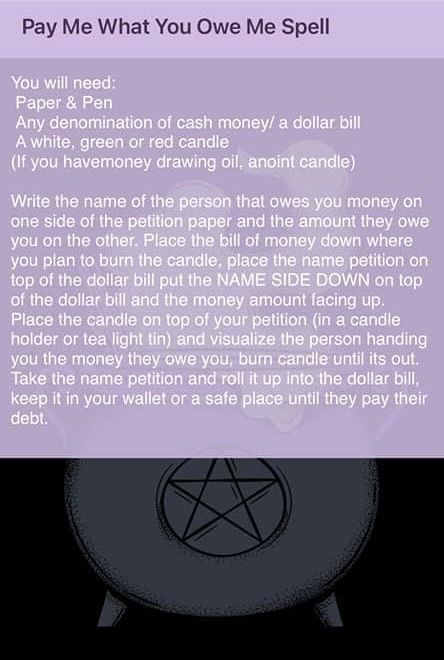 Pay Me My Money Spell, Return My Money Spell, Spell To Get Back Money Owed, Freeze Spell Witchcraft, Workplace Spells, Pay Me Back My Money Spell, Real Spells That Actually Work No Ingredients, Do As I Say Spell, Glamour Spell Witchcraft