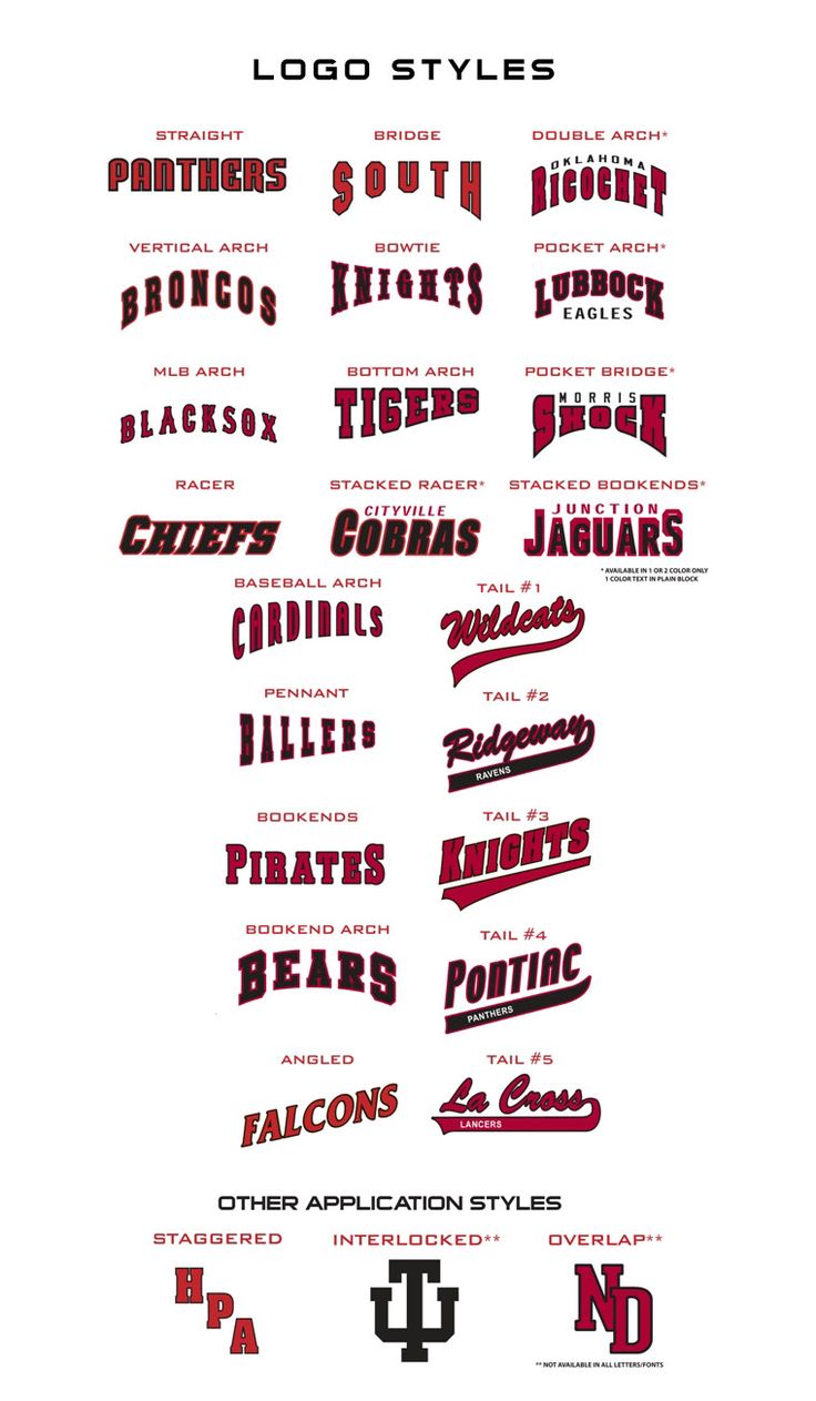 some type of font and numbers on a white sheet with red lettering that reads, logos styles