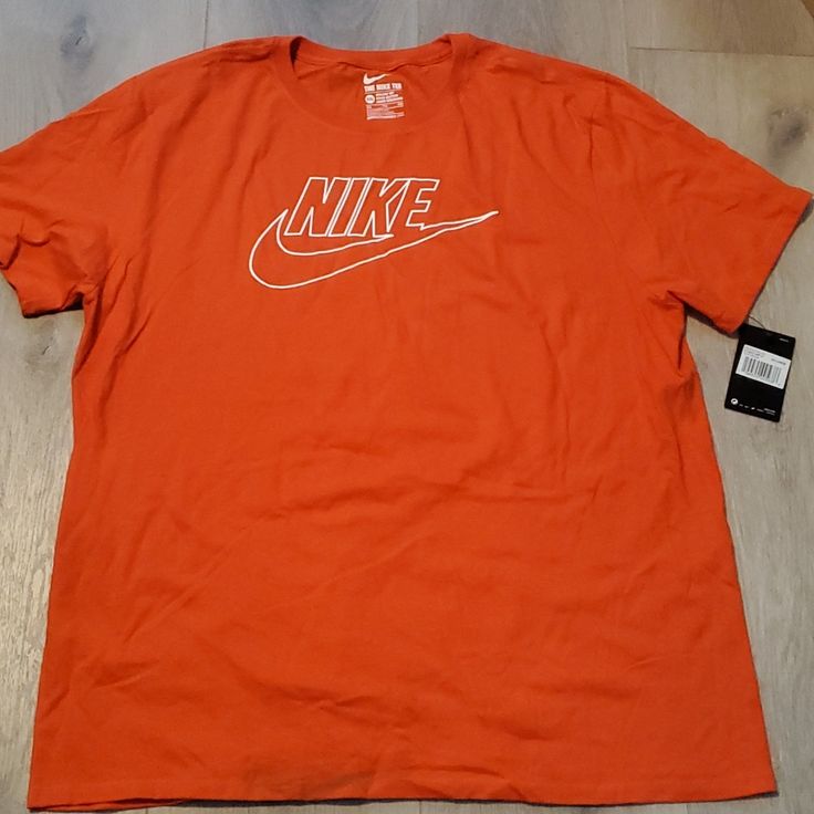 Nike Orange T Shirt Size 2xl Nike Orange Crew Neck T-shirt, Nike Cotton Shirt With Relaxed Fit, Relaxed Fit Cotton Nike Shirt, Nike Cotton Crew Neck Shirt, Nike Cotton Tops Relaxed Fit, Orange Crew Neck T-shirt With Logo Print, Nike Relaxed Fit Logo Print Tops, Nike Tops With Logo Print And Relaxed Fit, Nike Short Sleeve Pre-shrunk Tops