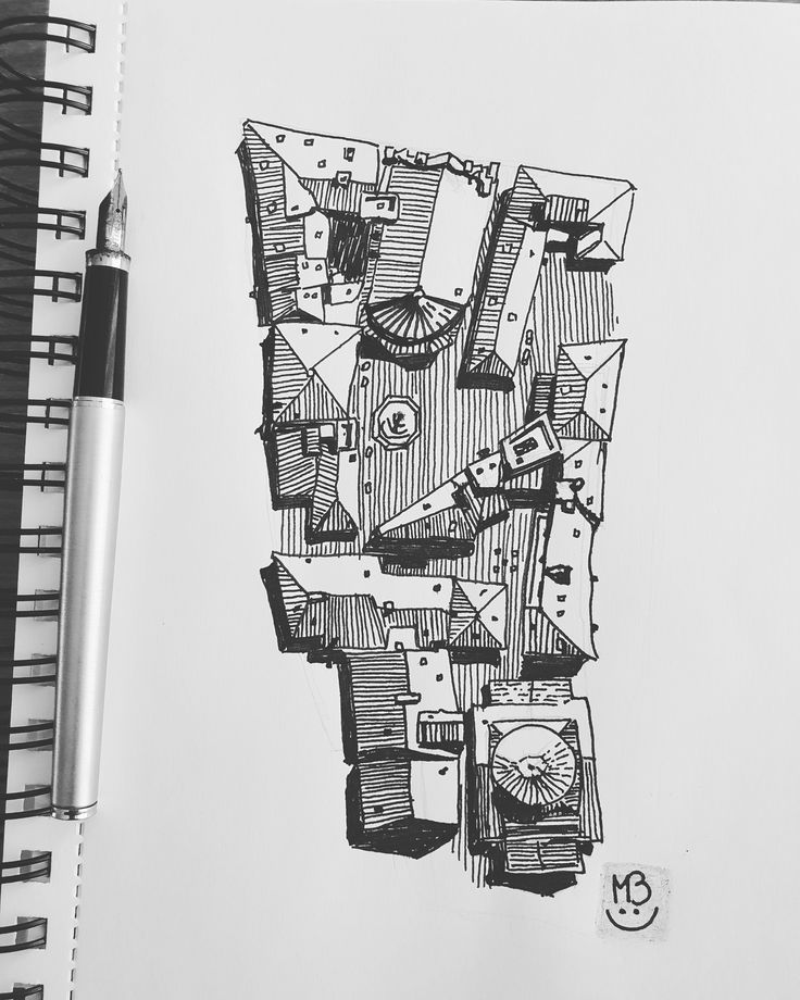 a pen drawing of a piece of artwork