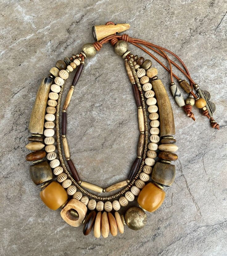 Boho Chic Multi strand Necklace Handmade Design  | eBay Wooden Beaded Necklace, Wooden Beads Jewelry, Chunky Jewelry Necklace, Wooden Bead Jewelry, Layered Necklaces Boho, Bohemian Chic Jewelry, Boho Beads, Boho Necklaces, Artisan Jewelry Necklaces