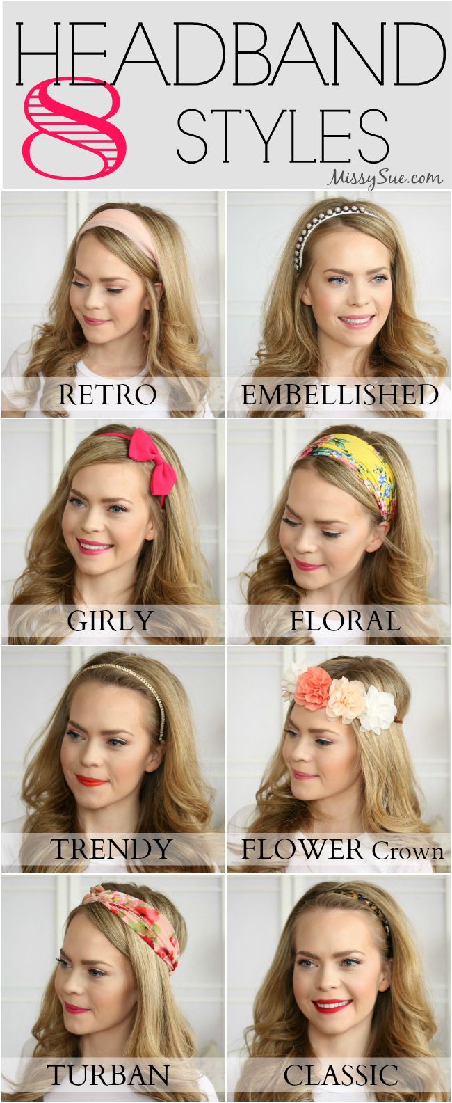 Headband Hairstyles | MissySue.com Wear A Headband, Makeup Hacks Beauty Secrets, Headband Styles, Makati, Hair Dos, About Hair, Headband Hairstyles, Pretty Hairstyles, Hair Hacks