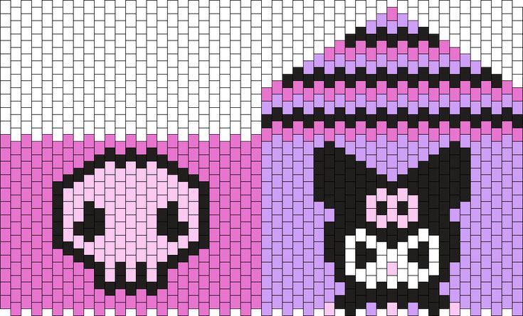 a pixellated image of a pink and black fire hydrant with skulls on it