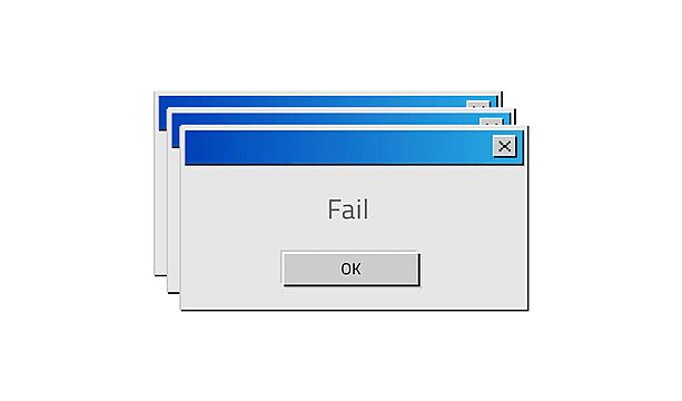 the word fail is displayed in front of three folders