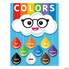 a poster with the words colors on it and an image of a cloud in glasses