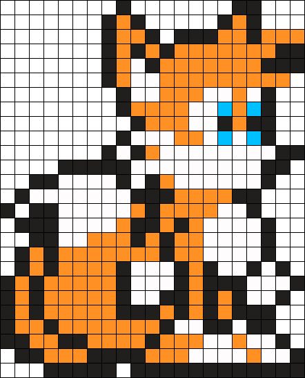 an orange and black cat with blue eyes on it's face is made out of squares