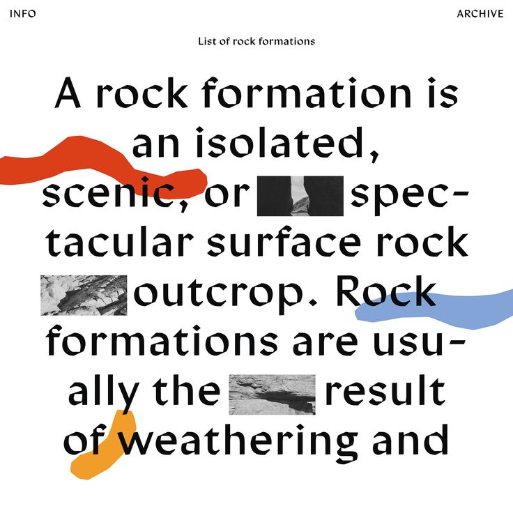 an advertisement for rock formations and their meanings, including the text in black on white