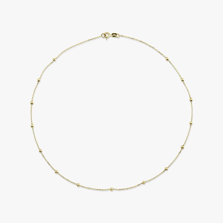 Our new simple and elegant satellite chain necklaces, as always made in 14k solid gold. Delicate golden beads float along the chain, creating an exquisite and elegant design. ★ Necklace Features• Gold Kt: 14K Solid Gold (all pieces are stamped for authenticity)• Available Gold Color: Yellow Gold• Bead Diameters: 2.5 mm Golden Beads, Chain Necklaces, Gold Beads, Chains Necklace, Elegant Design, Solid Gold, Float, Gold Color, Chain Necklace