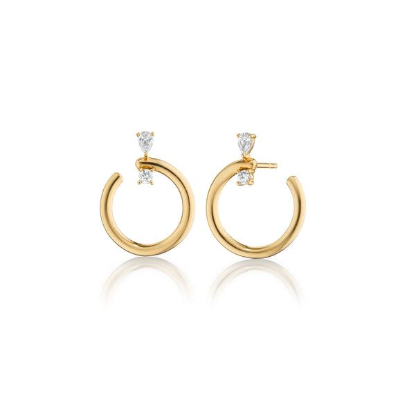 Monica Rich Kosann Jewelry, Hoop Earrings With Diamonds, Monica Rich Kosann, White Diamond Earrings, Earrings With Diamonds, Timeless Luxury, Yellow Gold Setting, Sustainable Jewelry, Pear Shaped Diamond