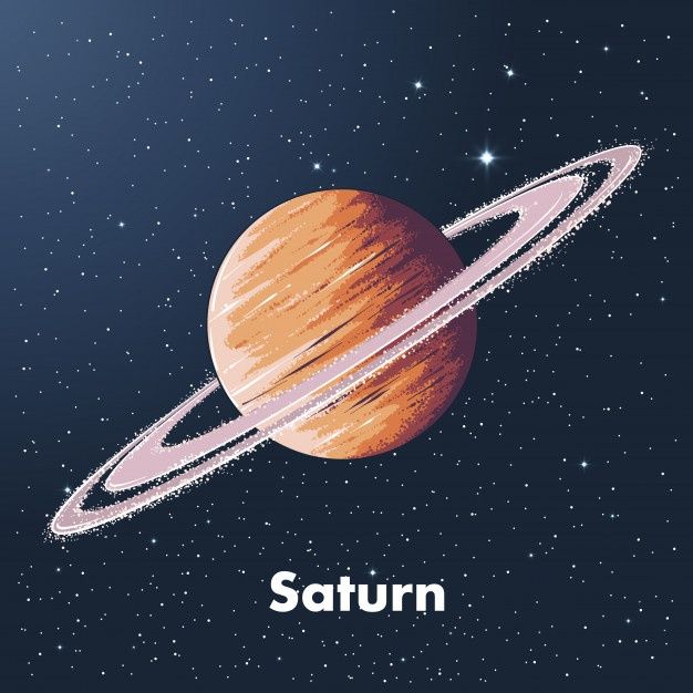 saturn with the moon and stars in the night sky, as well as an inscription that reads saturn