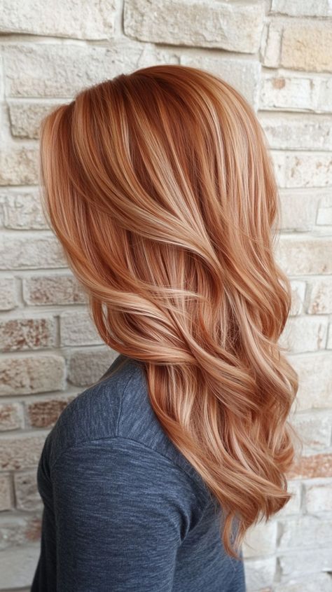 Red Ombre Blonde, Honey Blonde And Copper Hair, Blonde With Copper Highlights, Copper With Highlights, Peach Highlights, How To Use Eyeshadow, Quince Hair, Peach Hair Colors, Diy Hairstyle