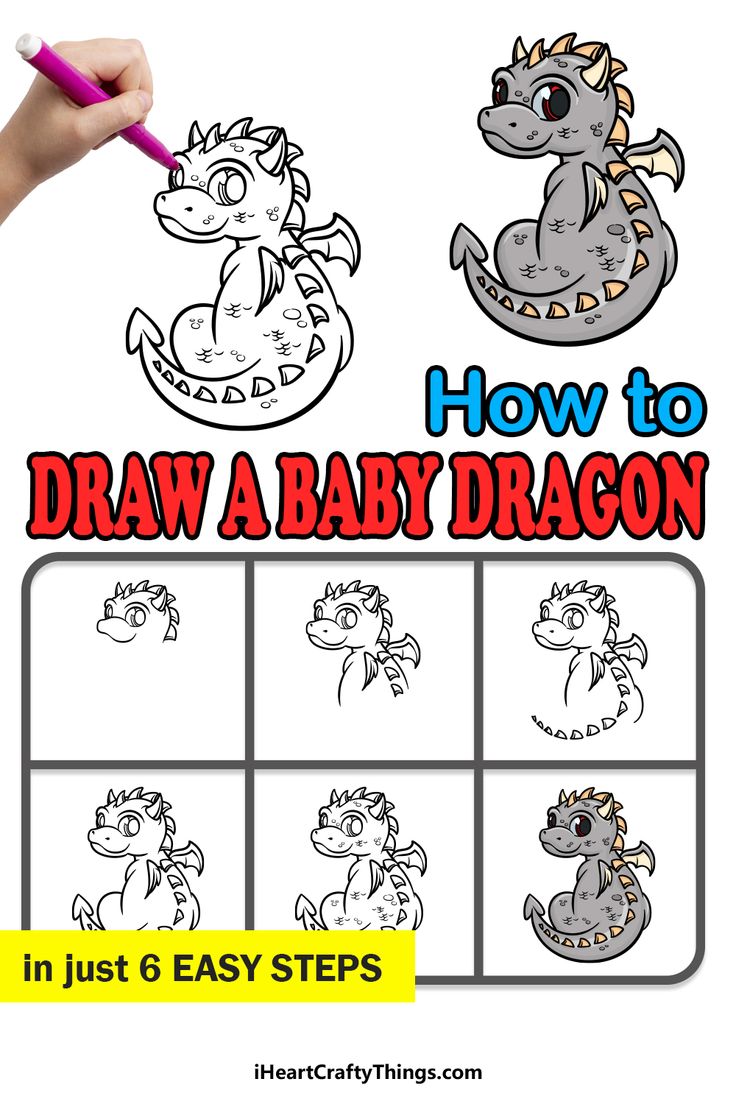 how to draw a baby dragon in just 6 easy steps with pictures on the back