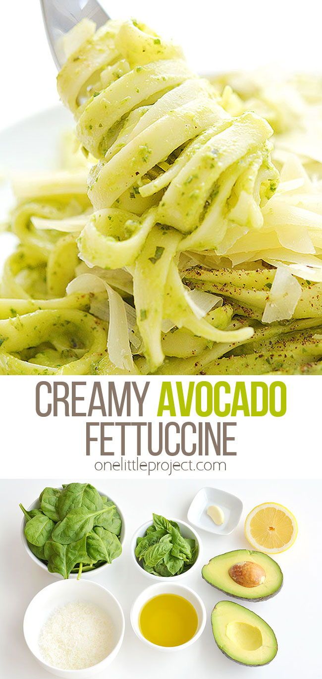 creamy avocado fettuccine recipe with ingredients