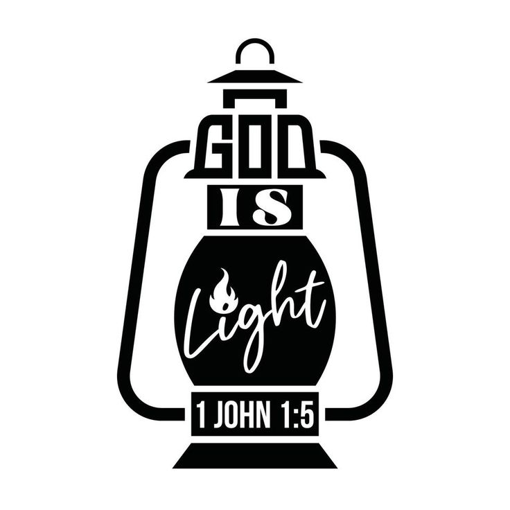 a black and white lantern with the words god is light on it's side