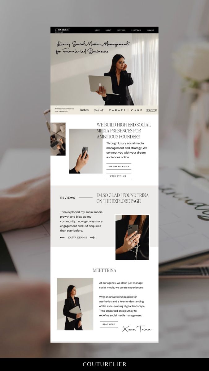 A luxury Showit web design for a luxury service provider on a pretty, styled stock image Luxury Web Design, Floral Website, Elegant Website Design, Feminine Website Design, Luxury Service, Marketing Website Design, Web Design Websites, Luxury Website, Business Aesthetic