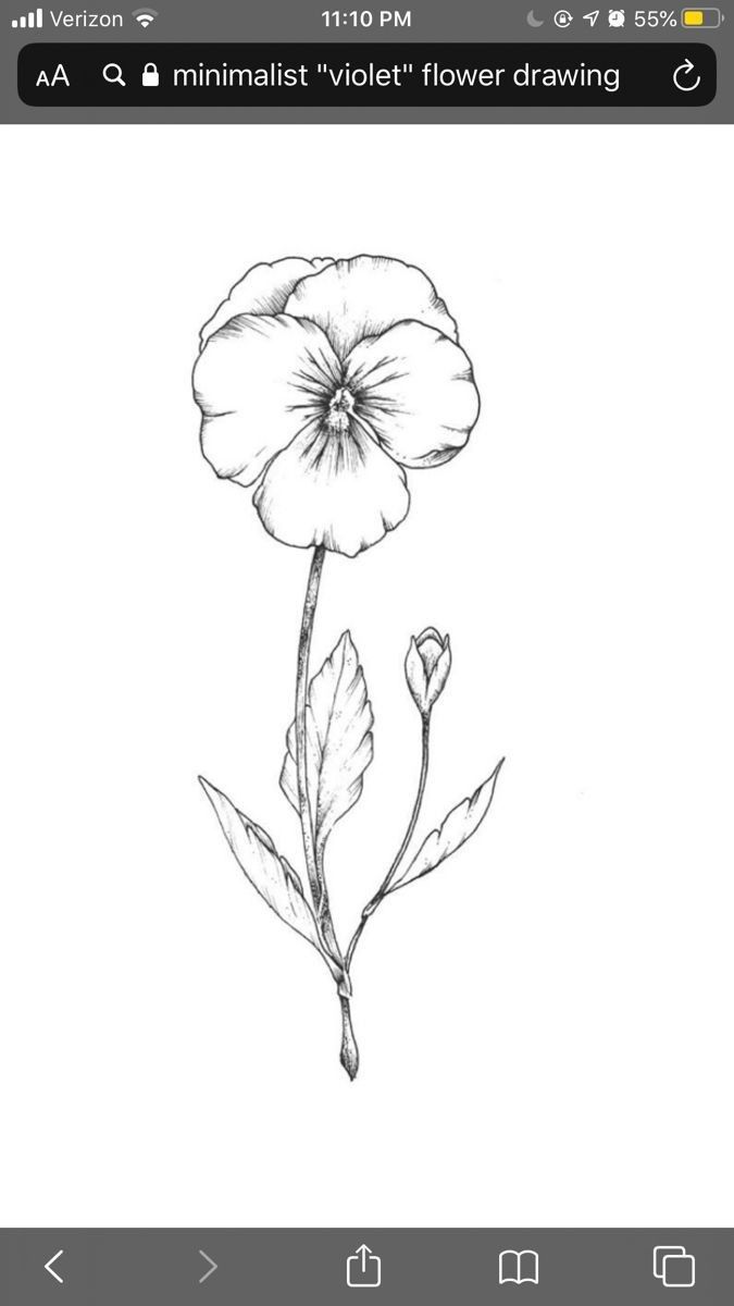 a drawing of a flower with the words minimalist violet flower drawing in black and white