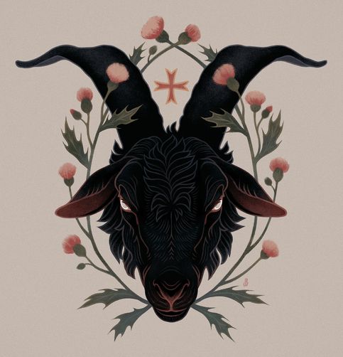 an animal with horns and flowers on it's head is depicted in this illustration