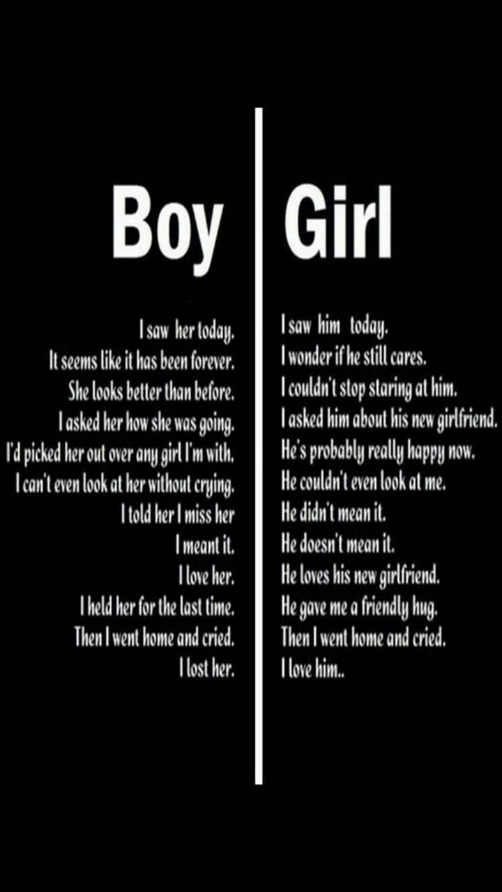 two black and white posters with the words boy girl