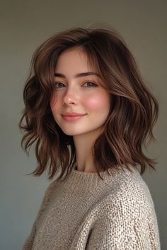 Haïr Cut Style For Short Hair, Medium Length Hair With Layers Choppy, Shoulder Length Hair Inspiration, Shoulder Skimming Bob, Shoulder Length Hair One Length, Medium Short Haircuts For Women Shoulder Length, Medium Short Haircut Women, Shoulder Length Brown Hair With Bangs, Layer Cut For Short Hair Shoulder Length