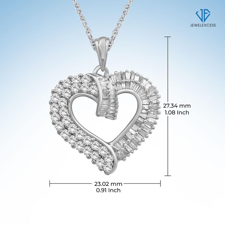 A Gift That Sparkles & Dazzles All: This timeless diamond heart pendant is sure to capture anyone’s heart. Fashioned with loads of brilliant white diamonds, this 1.00 carat heart necklace is romantic, dreamy and expertly crafted to reflect your love. Gorgeous 18 Inch Rope Chain Included: This Sterling Silver or 14K Gold-Plated Silver diamond heart necklace is beautifully suspended from a fashionable 18-inch rope chain, which is as durable as it is stylish. The chain can also be used with other p Silver Heart Jewelry With Prong Setting, Diamond Cut Jewelry For Mother's Day Anniversary Gift, Silver Jewelry With Prong Setting For Anniversary Gift, Diamond Cut Jewelry For Anniversary And Mother's Day, Sterling Silver Open Heart Jewelry With Diamond Accents, Anniversary Sterling Silver Heart Necklace With Diamond Accents, Open Heart Diamond Accents Jewelry For Anniversary, Anniversary Sterling Silver Diamond Necklace In White, Classic Diamond Cut Heart Necklace For Anniversary