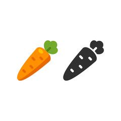 two carrots are depicted in this simple, flat - lay style icon design on a white background