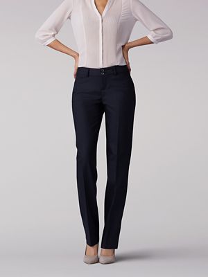 Women’s Secretly Shapes Straight Leg Pant in Black Elegant Slim Fit Straight Pants, Sleek Fitted Straight Bottoms, Classic Stretch Bottoms With Straight Silhouette, Elegant Straight Bottoms, Slim Fit Straight Work Pants, Straight Fitted Office Bottoms, Fitted Straight Bottoms For Workwear, Fitted Straight Bottoms For Office, Elegant Stretch Straight Leg Bottoms