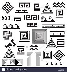 an abstract set of black and white geometric design elements, including squares, rectangles, lines, and shapes