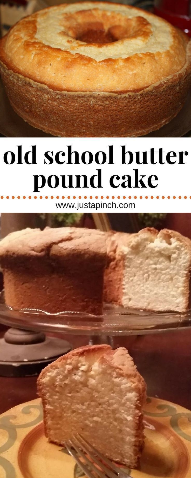 an old school butter pound cake on a plate