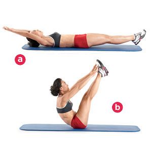 a woman doing an exercise on a blue mat with the words, how to do it