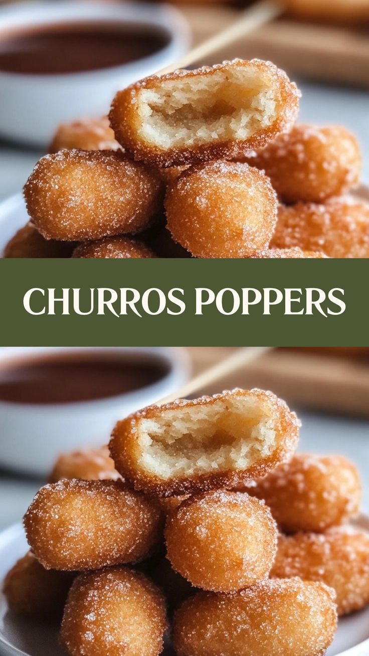 Bite-sized churro bliss! These Churro Poppers are coated in cinnamon-sugar goodness—perfect for satisfying your sweet tooth in every bite! 🍩✨ #ChurroLovers #CinnamonSugarDelight #SweetBites #PopperPerfection #SugarRush #BiteSizedBliss #SweetTreats #DessertGoals #FoodieHeaven #SnackAttack Sopapilla Cheesecake Bites, Yummy Sweet Treats, Mexican Sweets Recipes, Sweet Appetizer Recipes, Mexican Snacks Recipes, Savory Treats For Party, Food Truck Desserts Ideas, Small Desert Ideas, Churro Empanadas