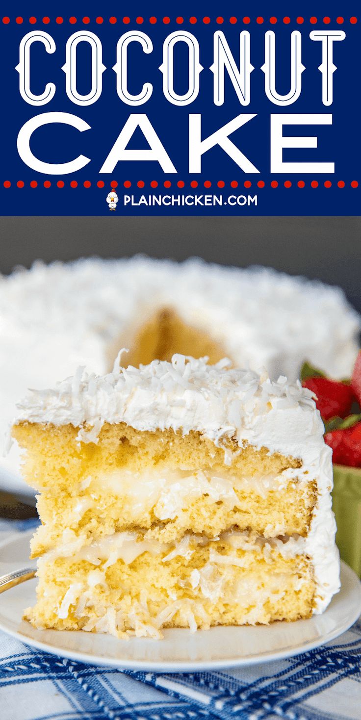 a close up of a piece of coconut cake on a plate