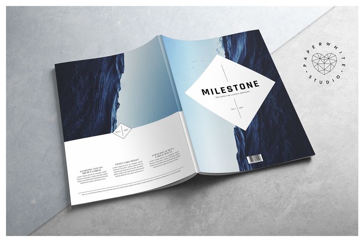 an open brochure is shown with the title'miletone'on it