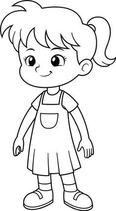 Outline Images Drawings, Cartoon Pics To Draw, Cartoon Images For Drawing, Girls Cartoon Drawing, Easy Human Drawings, Cartoon Kids Drawing, Outline Of A Girl, Simple Cartoon Drawings, Simple Girl Drawing