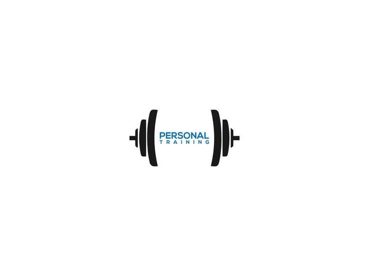 the personal training logo is shown in black and blue, with a barbell on it