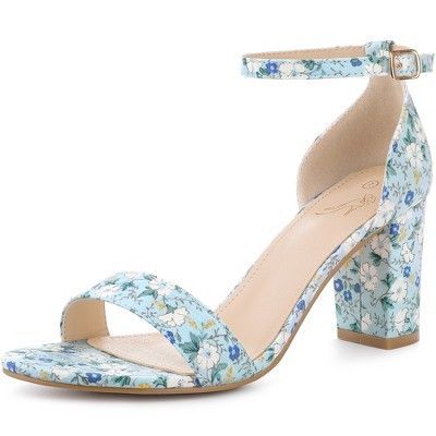 Ankle Strap Chunky Heels, Floral Heels, Glamorous Party, Open Toe High Heels, Womens Chunky Heels, Chunky Heels Sandals, Open Toe Shoes, Silver Heels, Shoes Heels Pumps