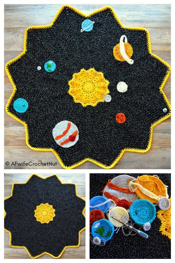 this is an image of a black rug with planets on it and the words, solar system