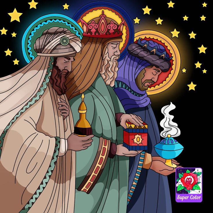 the three wise men are holding their gifts