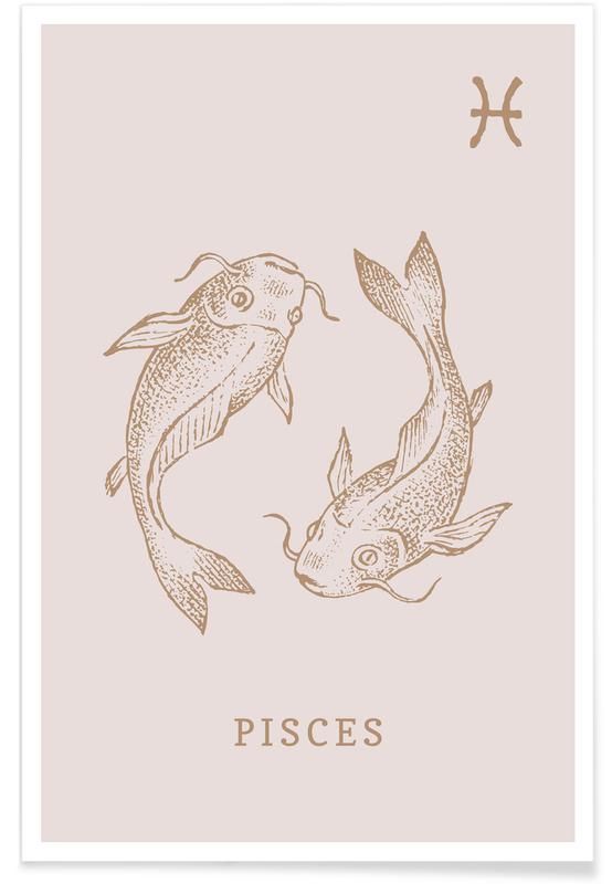 two fish in the shape of pisces on a pink background