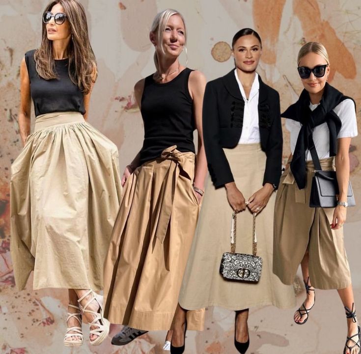 Tan Skirt Outfits, Beige Long Skirt, Beige Skirt Outfit, Explore Outfit, Mode Ab 50, Tulle Skirts Outfit, Street Style Outfits Casual, Outfit Ideas 2024, Streetwear Outfit Ideas