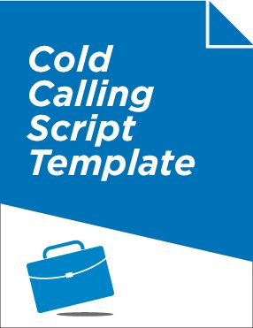 a blue and white poster with the words cold calling script template on it's side