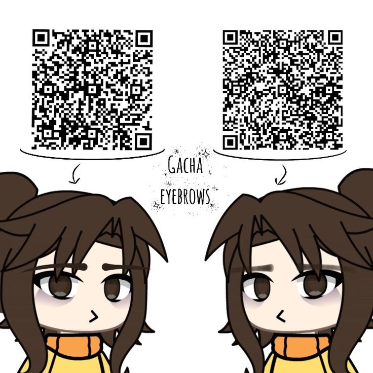 two cartoon girls with different facial expressions, one is looking at the qr code