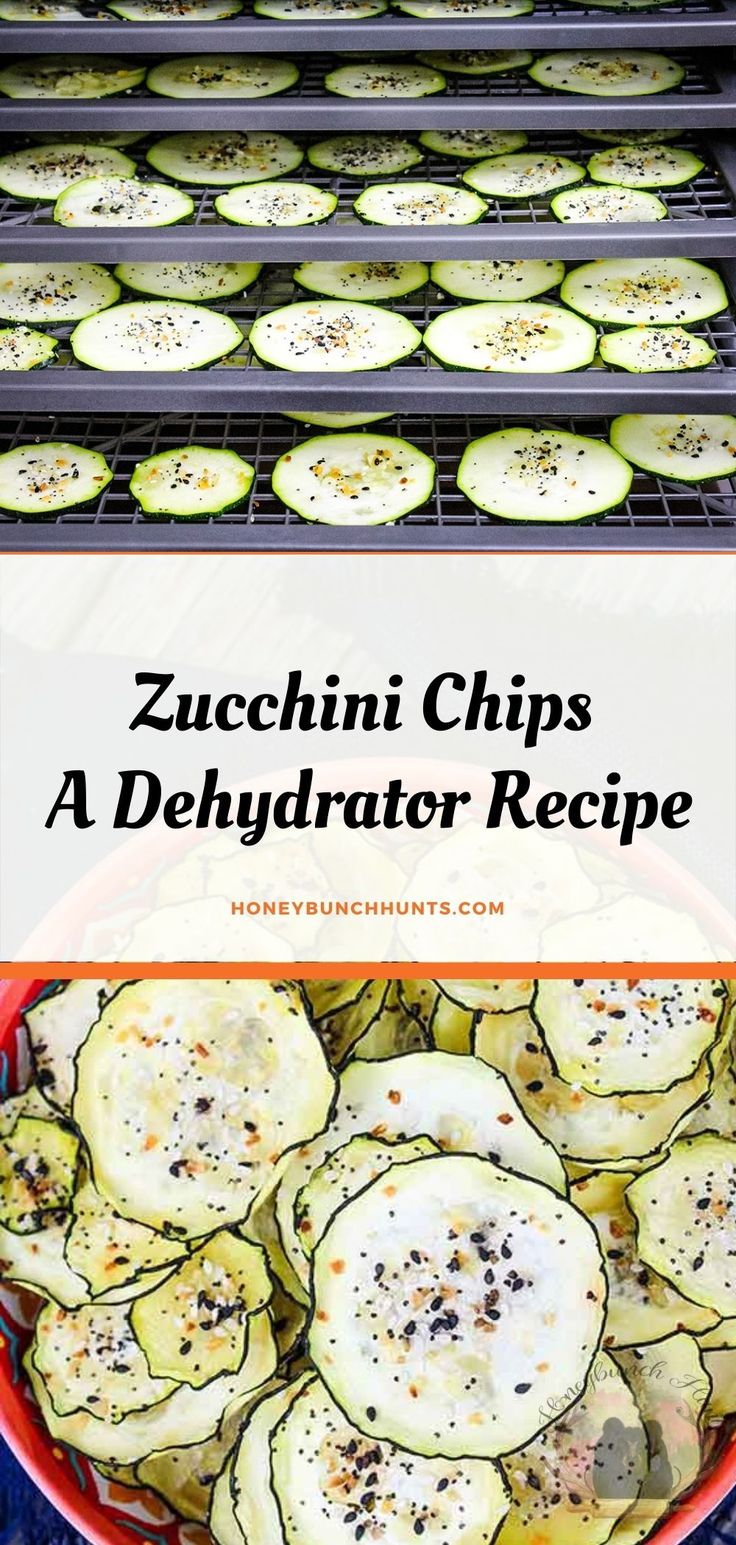 zucchini chips in a bowl with the title overlay