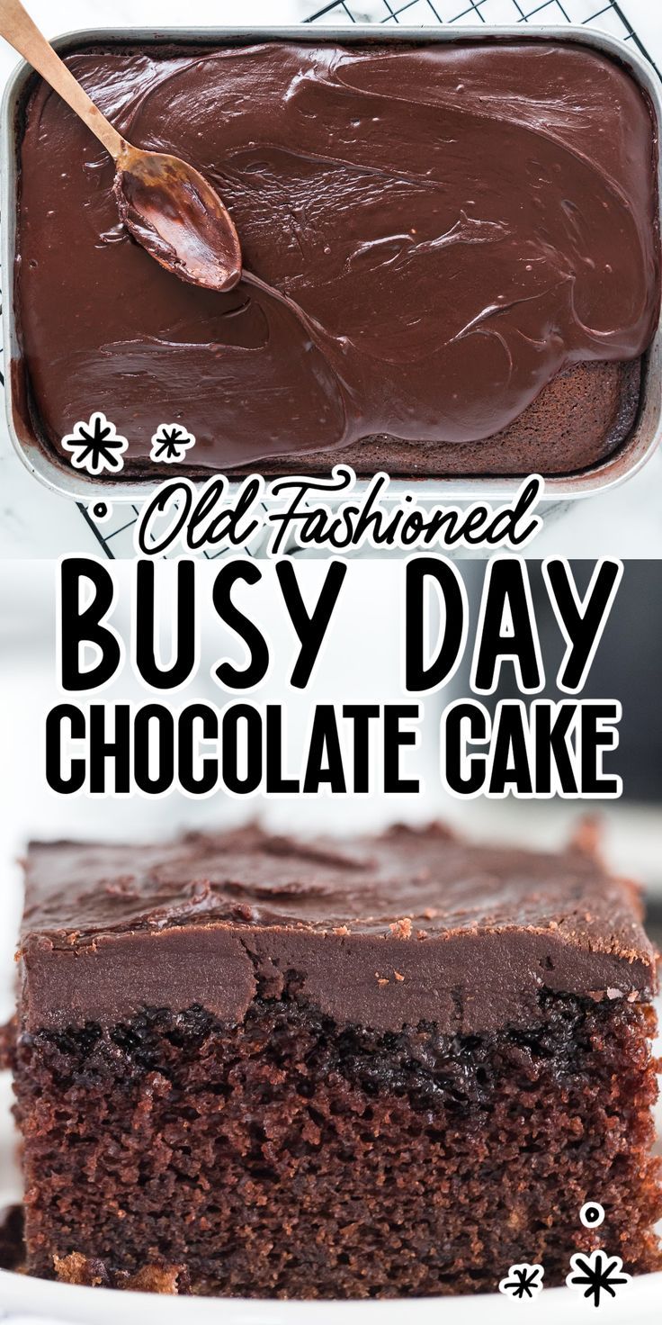 Busy Day Chocolate Cake One Bowl Chocolate Cake, Chocolate Cake From Scratch, Homemade Chocolate Cake, Fruit Dessert Recipes, Homemade Frosting, Easy Chocolate Cake, Cake Recipes From Scratch, Jolly Holiday, Quick Desserts