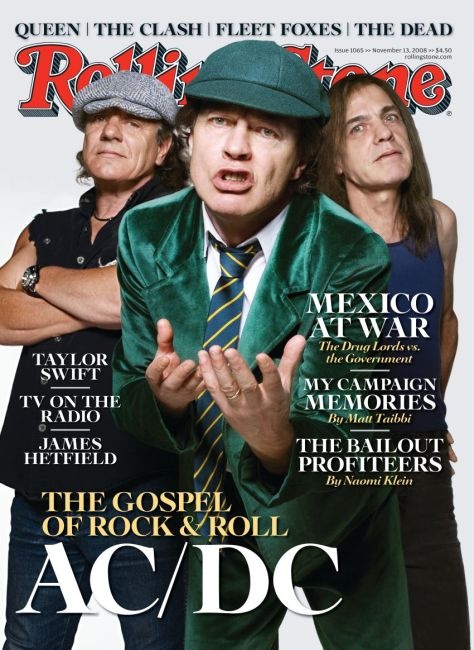 the cover of rolling stone magazine, with an image of two men in green jackets and ties