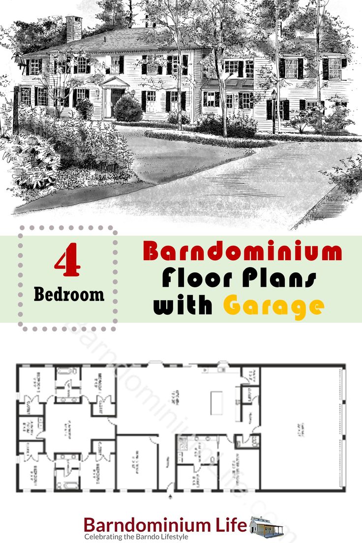 the floor plan for a four bedroom, three bathroom home with garage and living room