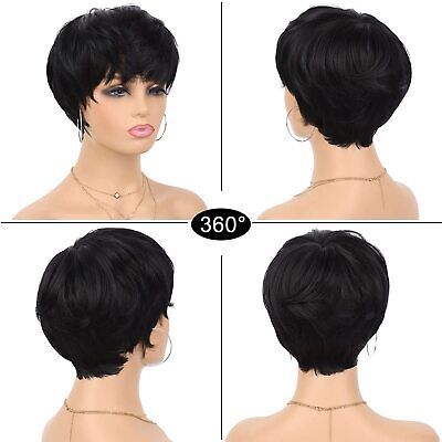 Pixie Human Hair Black Short Cuts Wigs Brazilian Women Hairstyles Natural Wigs | eBay Coil Dreads, Black Short Cuts, Hair Straightening Cream, Hair Grower, Gloss Hair, Protein Hair, Short Cut Wigs, Twist Curls, Hairstyles Natural