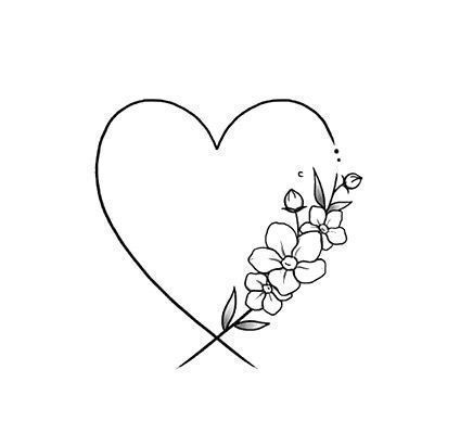 the outline of a heart with flowers on it