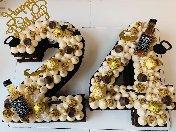 a cake shaped to look like the number forty with chocolate and marshmallows