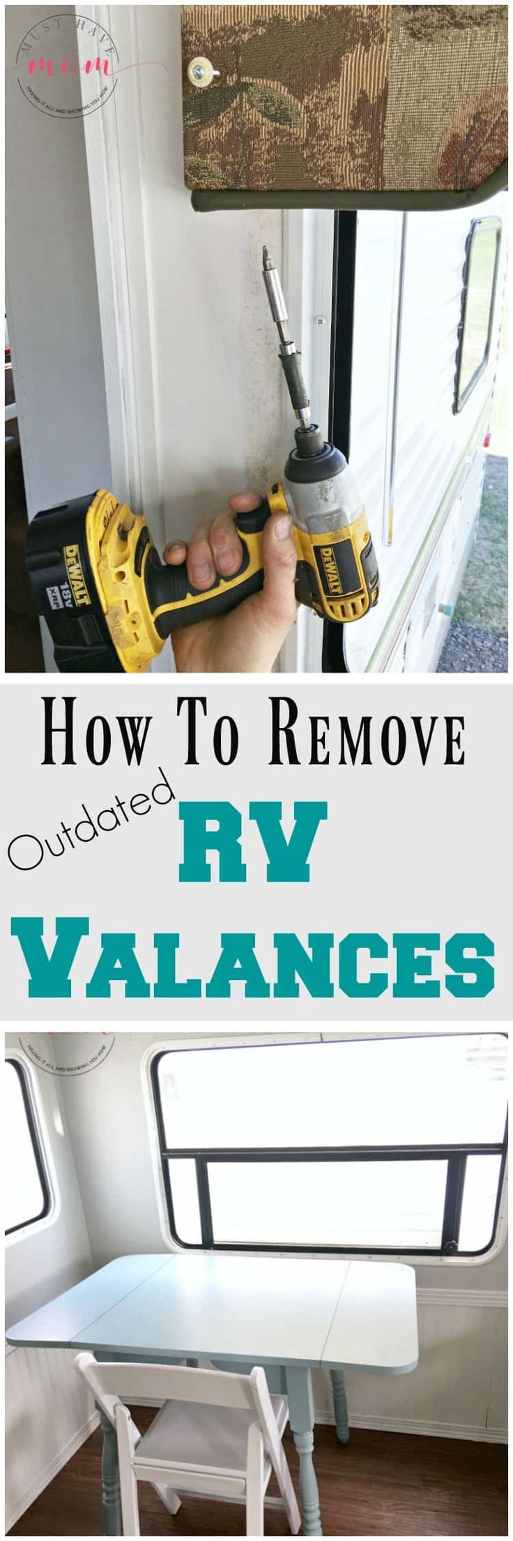 how to remove outdated rv valancees with the help of a driller and screwdriver