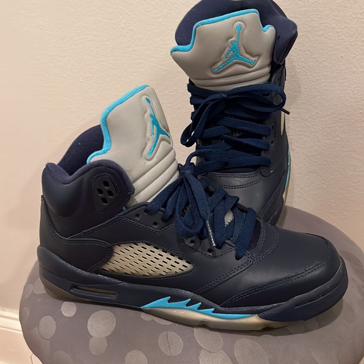 Like Brand New. Only Worn 3 Times. No Creases. Very Comfortable. Casual Jordan Shoes With Round Toe And Synthetic Material, Casual Blue Jordan Shoes For Sports, Casual Jordan Shoes, Blue Outdoor Basketball Shoes With Round Toe, Casual Blue Basketball Shoes With Cushioned Footbed, Outdoor Blue Basketball Shoes With Round Toe, Casual Blue Basketball Shoes With Boost Midsole, Casual Navy Basketball Shoes With Rubber Sole, Blue Jordan Shoes With Boost Midsole